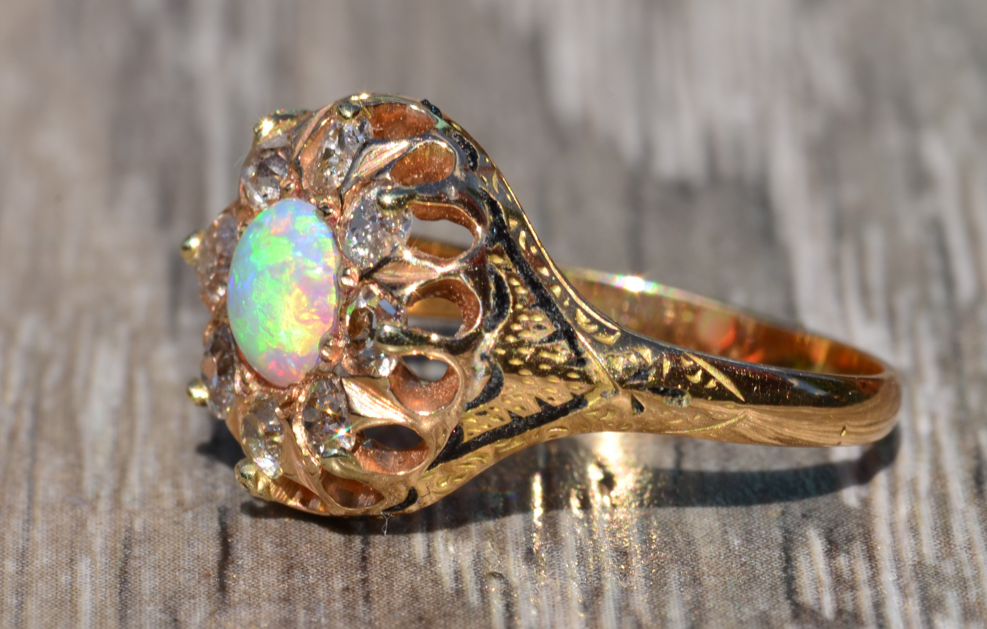 Vintage Opal Engagement Ring Rose Gold Opal Jewelry Birthstone Rings Unique  Wedding Ring Milgrain Diamond Cluster Promise Ring Art Deco - Etsy