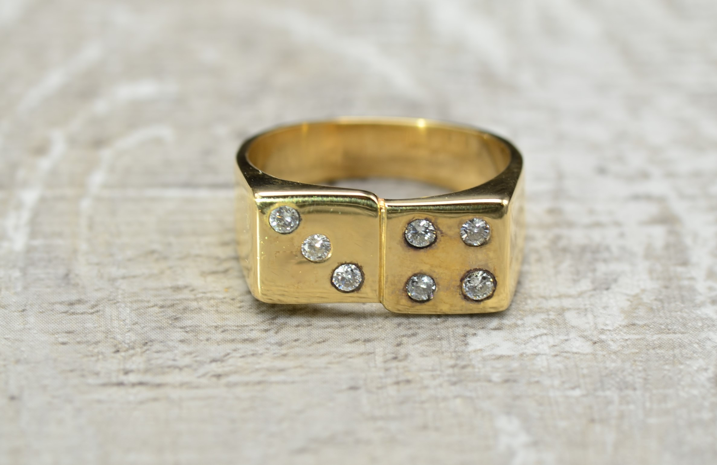 Tiffany & Co. 14K Gold Diamond Dice Ring