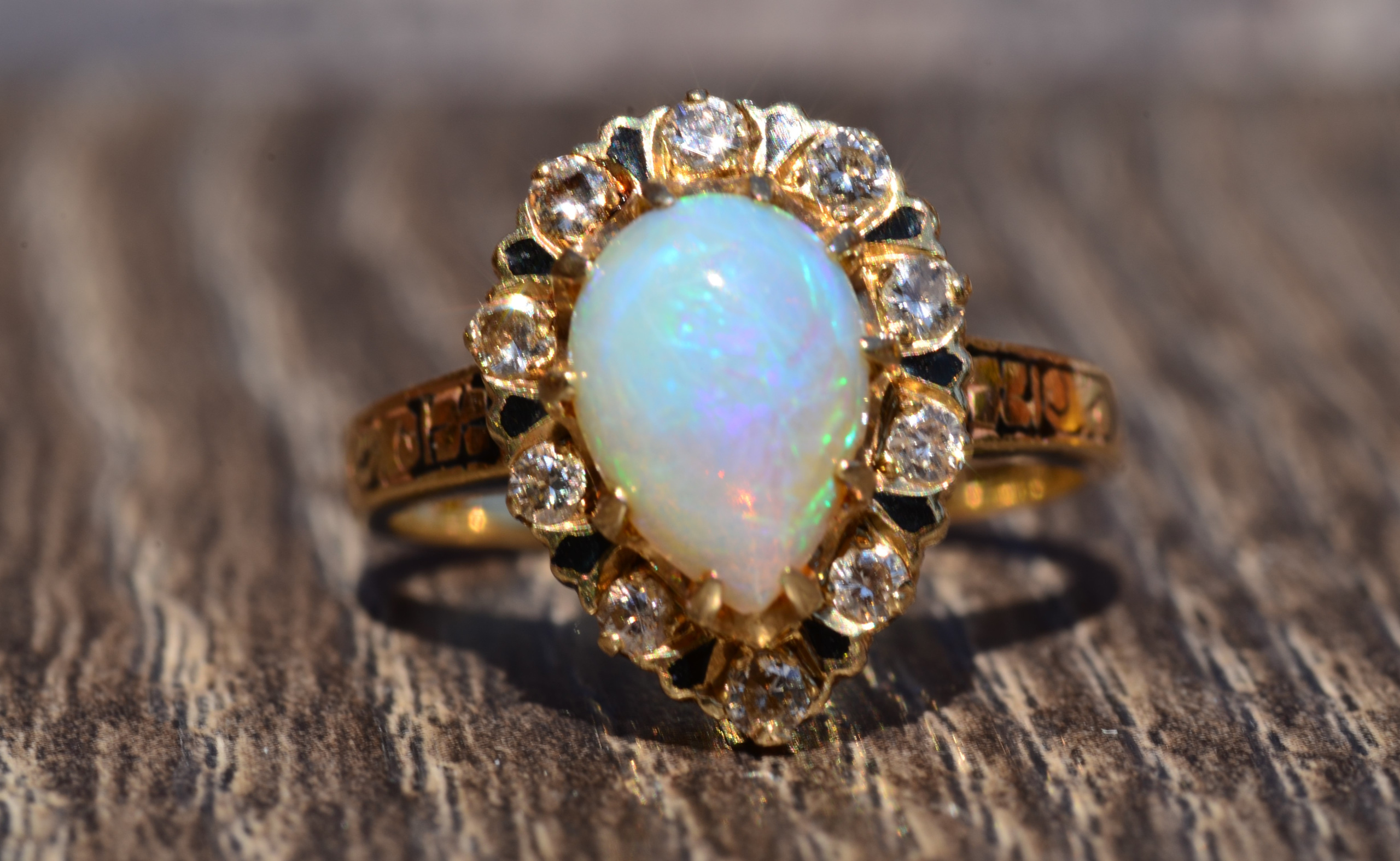 Vintage Opal Diamond Cocktail Ring 12ct Opal 4ct Diamond - Ruby Lane
